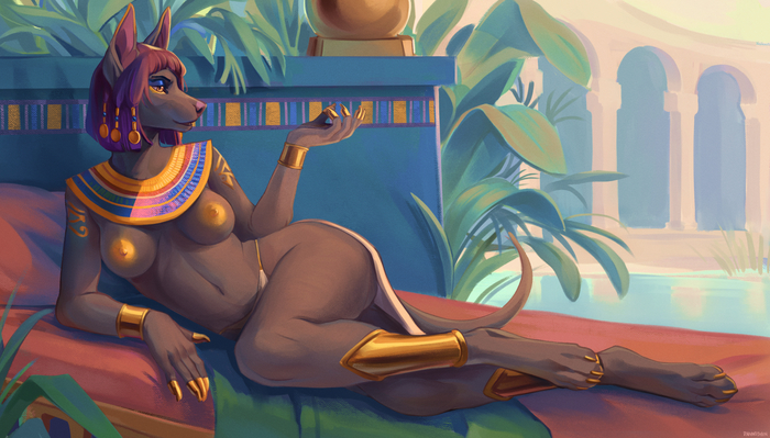 Egyptian Mistress - NSFW, Furry, Anthro, Art, Furotica, Furry jackal, Dannoitanart