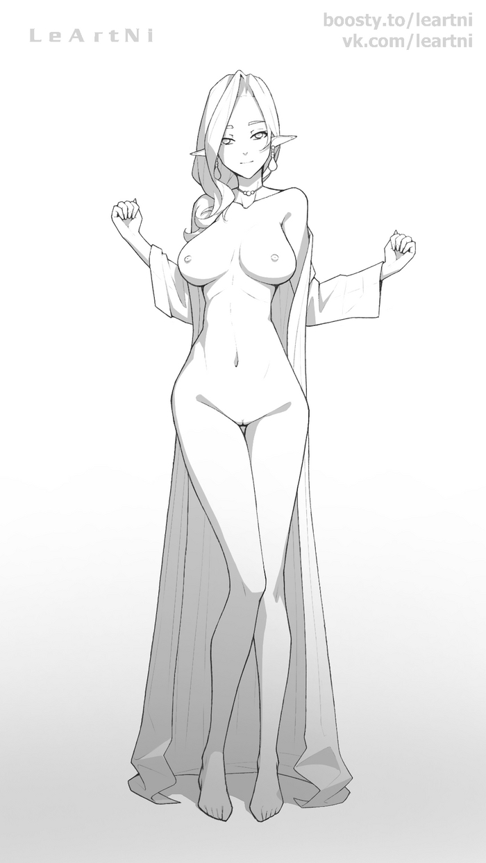 Continuation of the post Character Sketches - NSFW, My, Anime, Anime art, Drawing, Girls, Boobs, Elves, Longpost, Reply to post