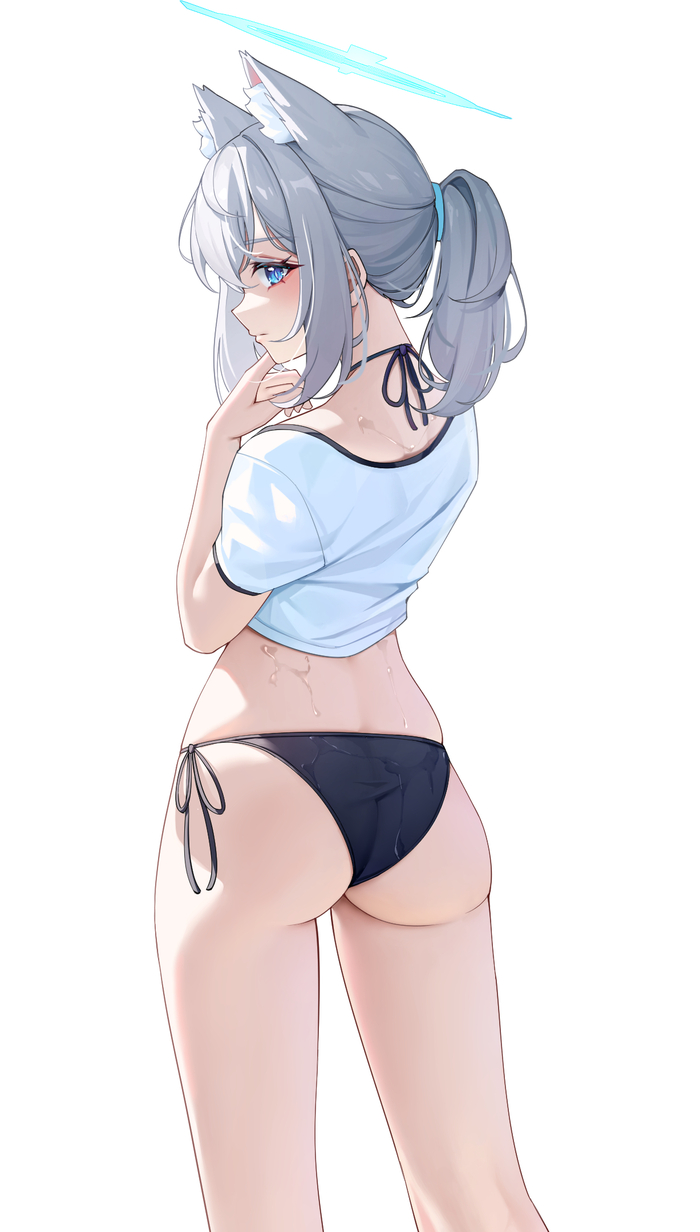 Shiroko - NSFW, Anime art, Anime, Blue archive, Sunaookami shiroko, Animal ears, Booty, Pantsu