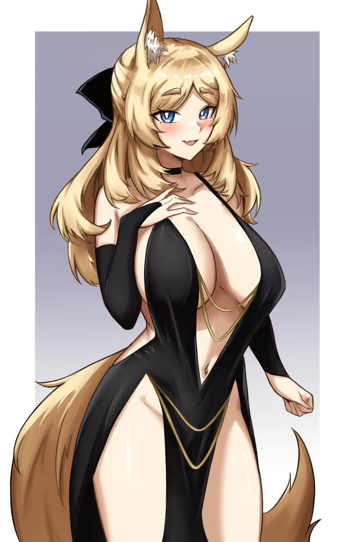 Whislash - NSFW, Anime Art, Аниме, Arknights, Whislash, Animal Ears, Хвост, Платье