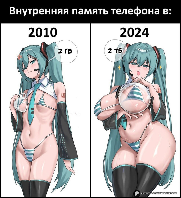 Раньше было лучше - NSFW, Аниме, Аниме мемы, Картинка с текстом, Vocaloid, Hatsune Miku, Сиськи, Чулки