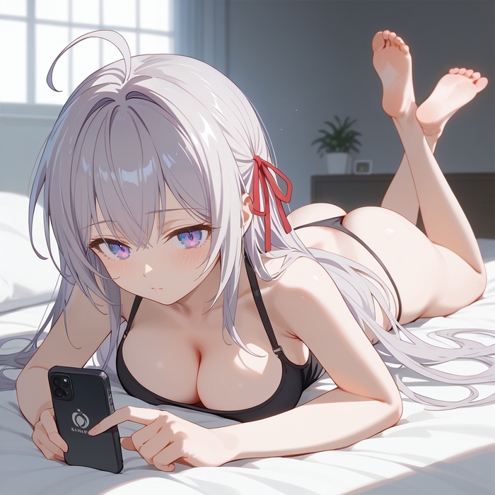 Доброе утро с Алисой - NSFW, Аниме, Anime Art, Alisa Mikhailovna Kujou, Tokidoki Bosotto Russia-go de Dereru Tonari no Aly, Панцу, Попа, Сиськи, Арты нейросетей, Повтор