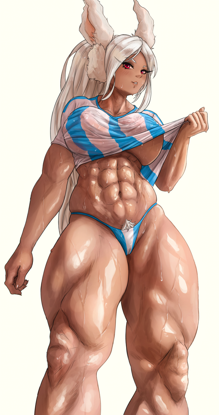 Miruko - NSFW, Muscleart, Strong girl, Art, Sports girls, Miruko, Boku no hero academia, Sleep-Sleep, Sweat, Anime, Anime art, Press, Muscle, Lordmagnuss