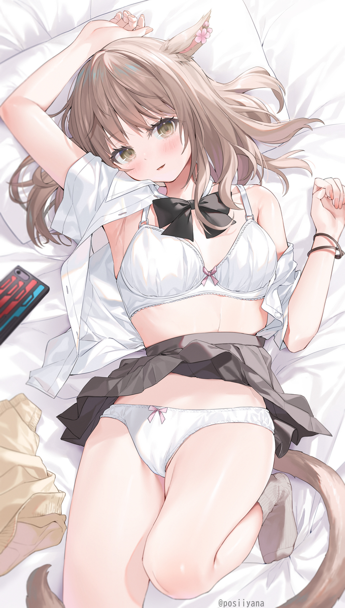 FFXIV - NSFW, Anime art, Anime, Final fantasy xiv, Original character, Animal ears, Miqote, Underwear, Tail