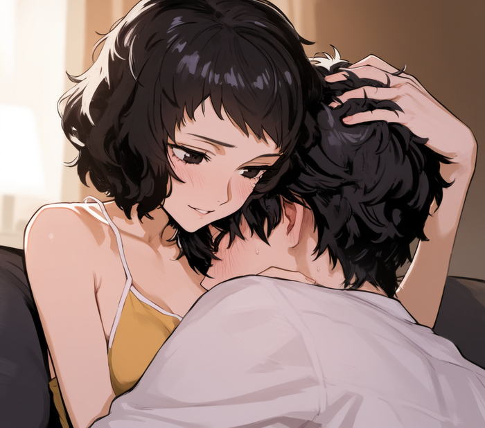 Continuation of the post Ren and Kawakami - NSFW, Art, Anime, Anime art, Hand-drawn erotica, Erotic, Neural network art, Persona 5, Persona, Ren Amamiya, Kawakami Sadayo, Game art, Games, Reply to post, Longpost