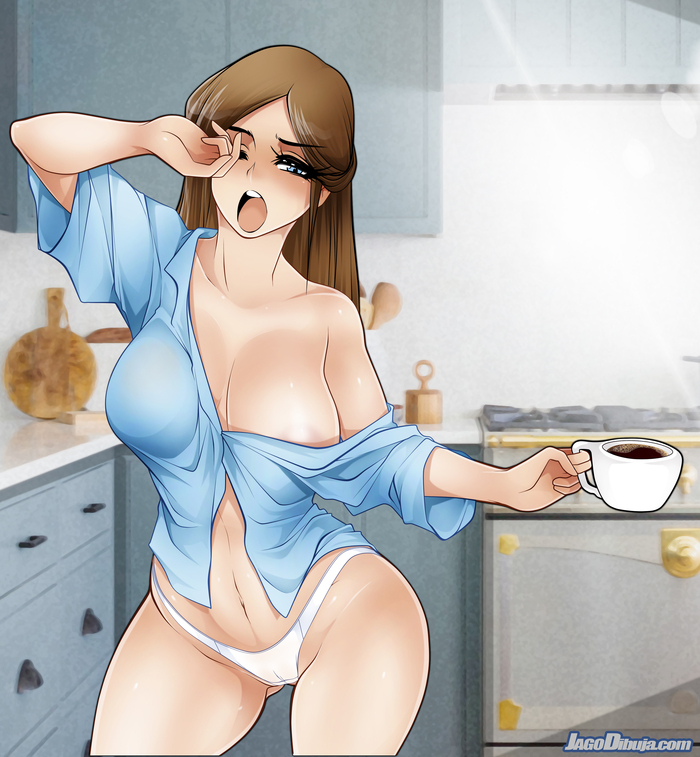 Continuation of the post Morning Hiroko - NSFW, Jago, Lwhag, Art, MILF, Reply to post, Neural network art, Longpost