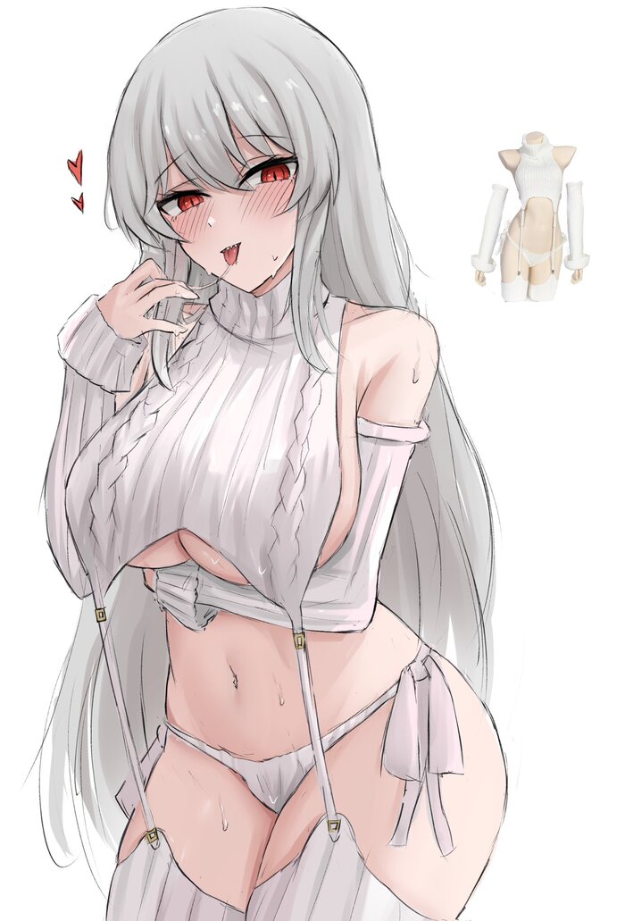 Virgin killer Specter - NSFW, Арт, Anime Art, Аниме, Arknights, Specter (Arknights), Virgin killer sweater, Панцу, Рисованная эротика, Эротика