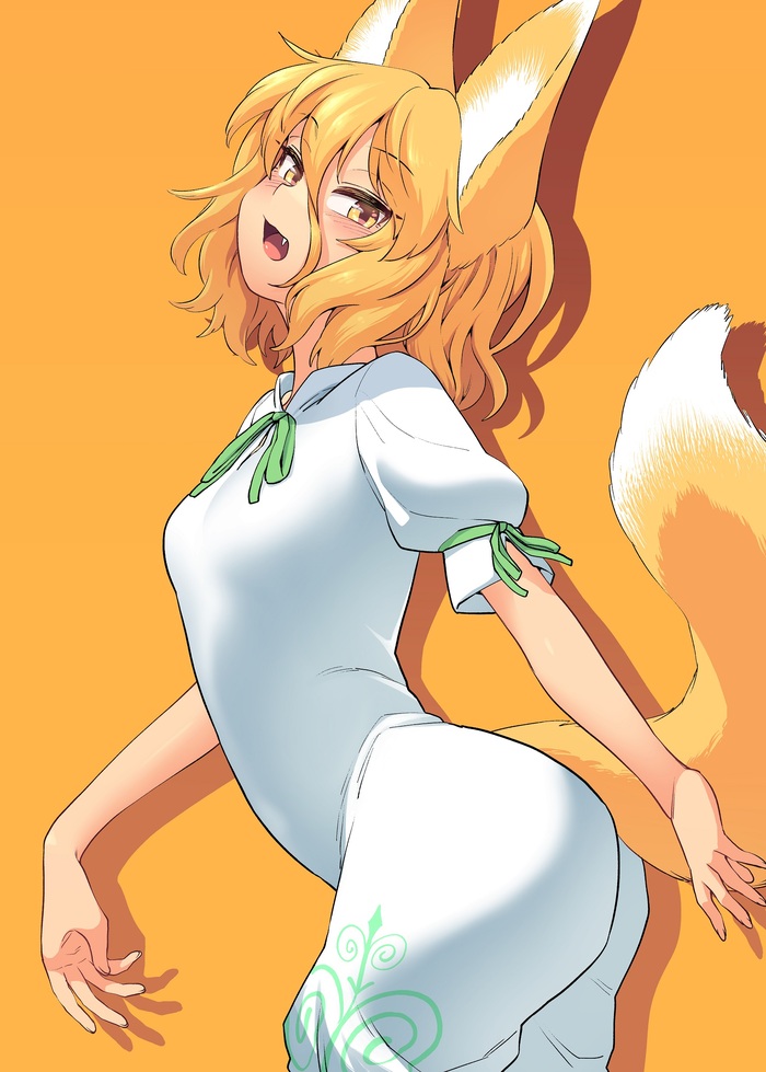 Lisozhena - NSFW, Touhou, Kudamaki Tsukasa, Fuuzasa, Art, Anime, Anime art, Animal ears, Tail, Boobs, Hand-drawn erotica, Erotic, Longpost, Kitsune