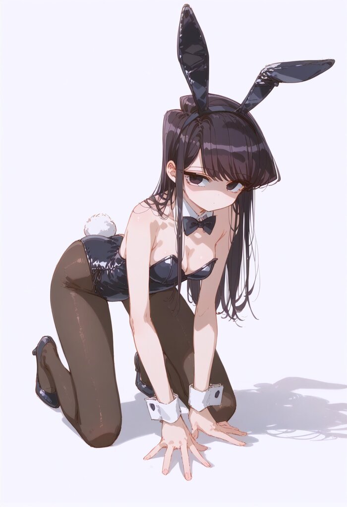 Зайка Коми - NSFW, Аниме, Anime Art, Shouko Komi, Komi-San wa Comyushou desu, Bunny Ears, Bunny tail, Арты нейросетей, Bunnysuit