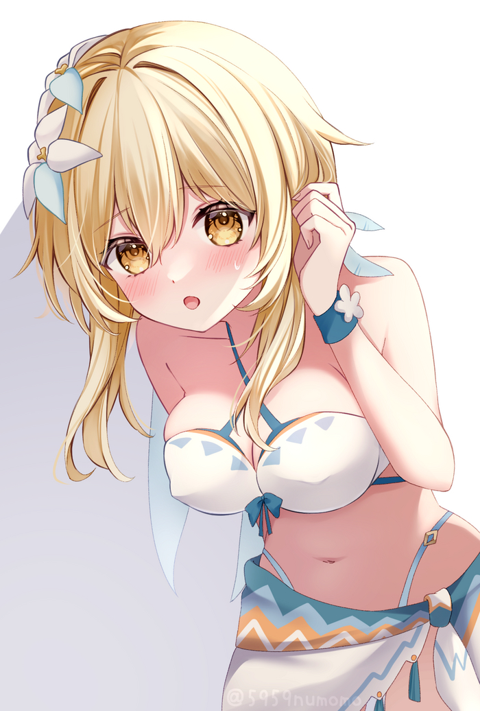 Lumin - NSFW, Lumine (Genshin Impact), Genshin impact, Anime art, Anime, Pixiv, Swimsuit