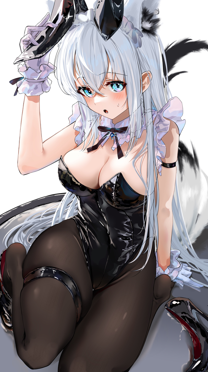 Зайка - NSFW, Anime Art, Аниме, Hololive, Virtual YouTuber, Shirakami Fubuki, Animal Ears, Bunnysuit, Bunny Ears