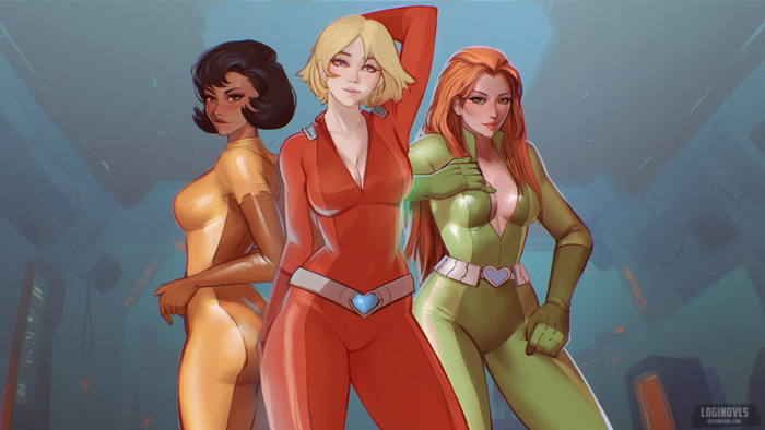 Totally Spies! - NSFW, My, Erotic, Boobs, Totally spies, Sam (Totally Spies), Alex (Totally Spies), Clover (Totally Spies), Art, Hand-drawn erotica, Girls, Cartoons, Bikini, Drawing, Digital drawing, Spy