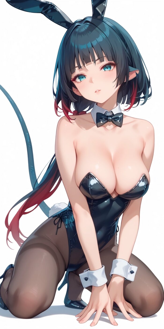 Unknown animal - NSFW, Anime, Anime art, Jane Doe (zzz), Zenless Zone Zero, Tail, Animal ears, Bunnysuit, Bunny ears, Bunny tail, Neural network art, Boobs