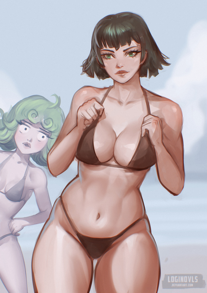 Little envious girl - NSFW, My, Erotic, Art, Drawing, Girls, Anime, Fubuki, Onepunchman, Tatsumaki, Bikini, Painting