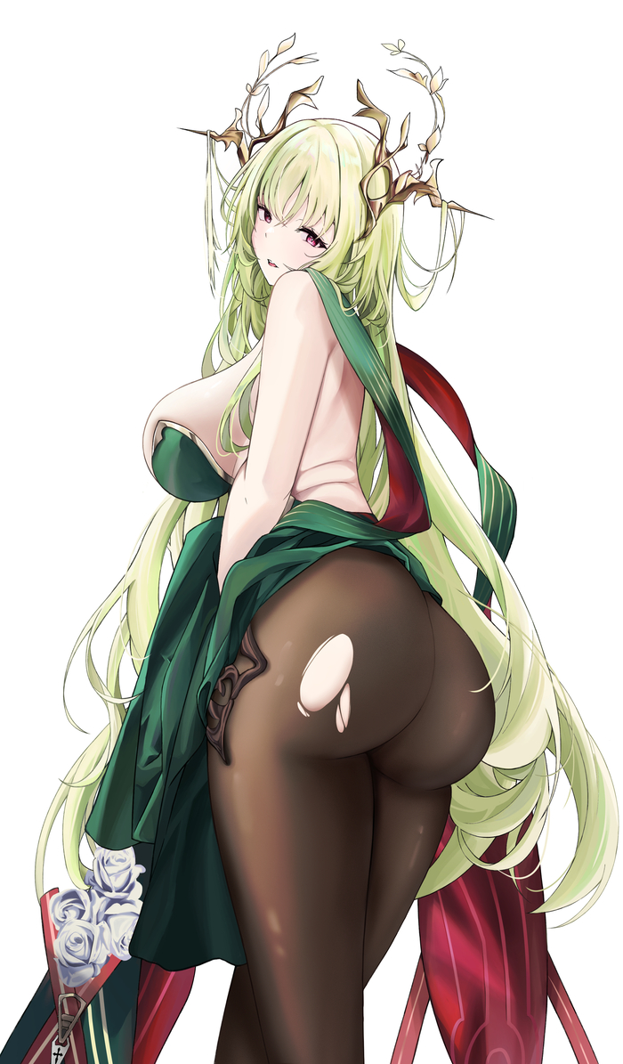 Napopali - NSFW, Art, Anime art, Anime, Azur lane, Napoli (Azur Lane), Booty, Tights, Hand-drawn erotica, Erotic