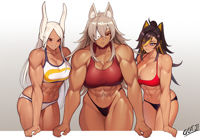 Сну-сну - NSFW, Anime Art, Аниме, Boku no Hero Academia, Genshin Impact, Mushoku tensei, Miruko, Dehya (Genshin Impact), Ghislaine Dedoldia, Крепкая девушка