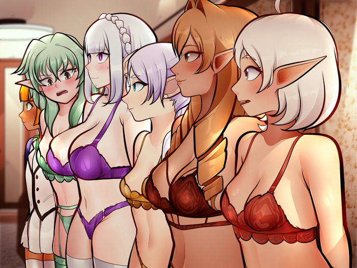 Traitor among the elves - NSFW, Anime art, Anime, Sousou no Frieren, Goblin slayer, Mushoku tensei, Overlord, Re: Zero Kara, Elinalise Dragonroad, Emilia, Frieren, Mare Bello Fiore, Sylphiette