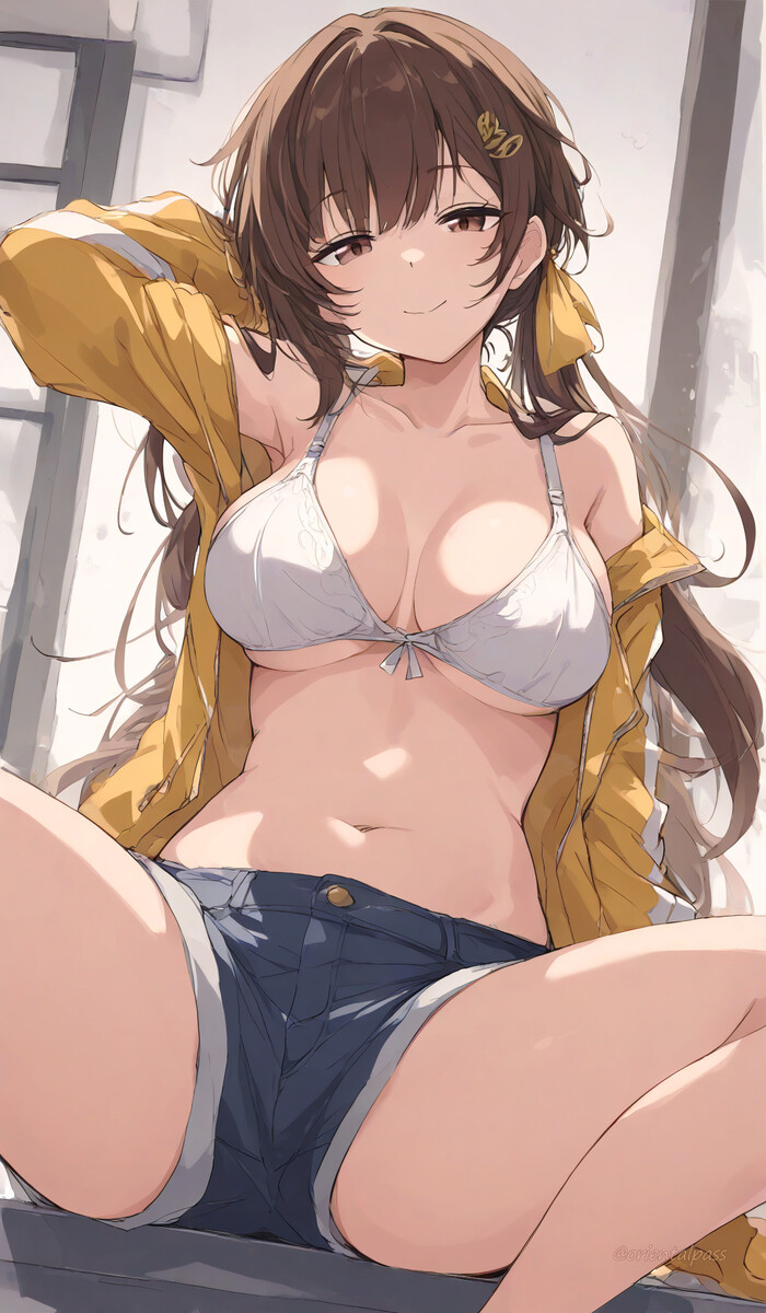 Sushan - NSFW, Anime art, Anime, Girls, Games, Honkai: Star Rail, Sushang (Honkai: Star Rail), Bra, Neural network art, Shorts