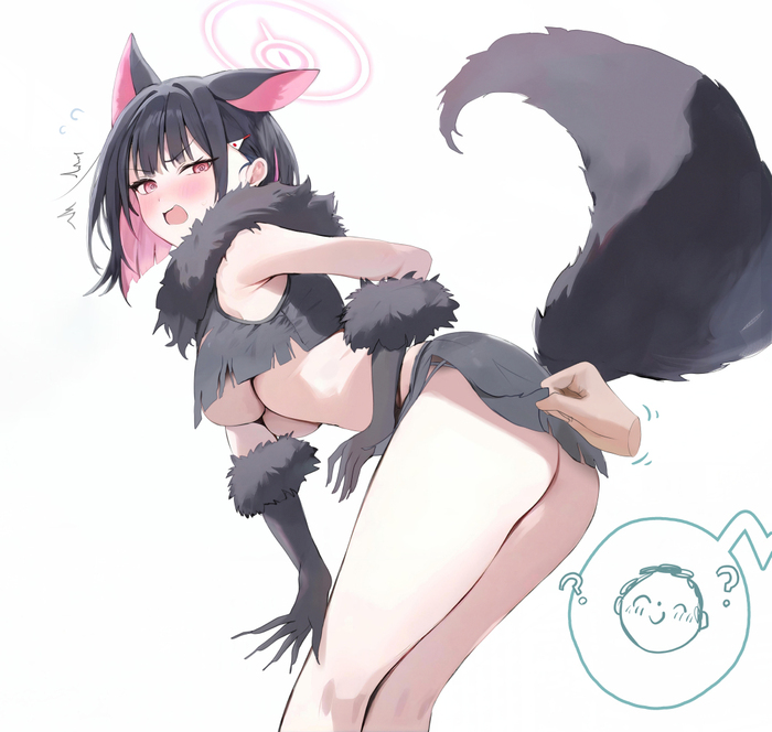 Trick or treat - NSFW, Anime Art, Аниме, Blue archive, Kyouyama Kazusa, Animal Ears, Хвост, Хэллоуин, Длиннопост