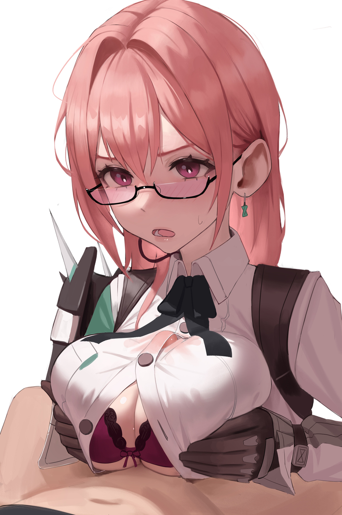 Continuation of the post Hint, but which one? - NSFW, Anime, Anime art, Tsukishiro Yanagi (zzz), Zenless Zone Zero, Bra, Boobs, Girl in glasses, Hentai, Hand-drawn erotica, Reply to post