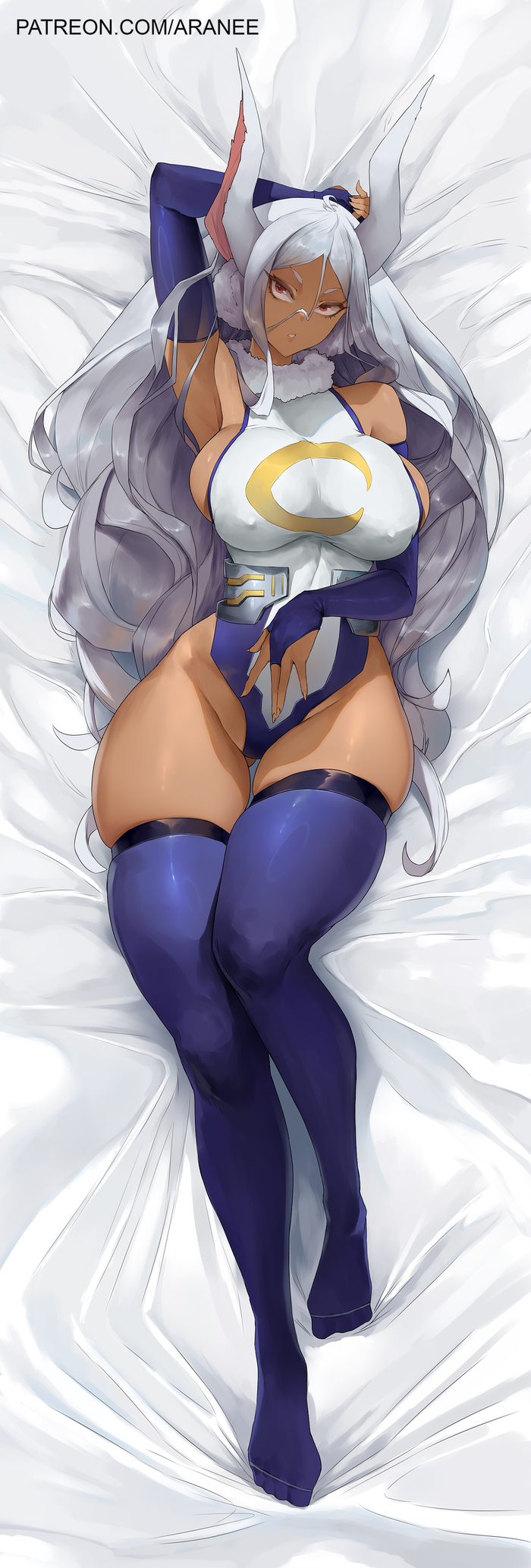 - Come to me... - 18+, Aranee, Art, Anime, Anime art, Hand-drawn erotica, Erotic, Boku no hero academia, Miruko, Animal ears, Extra thicc, Dakimakura, Longpost, NSFW