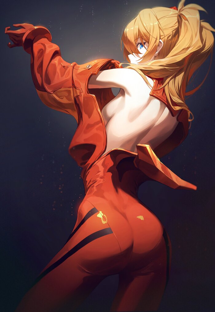 Аска - 18+, Аниме, Anime Art, Девушки, Evangelion, Asuka Langley, Рисованная эротика, Арты нейросетей, NSFW