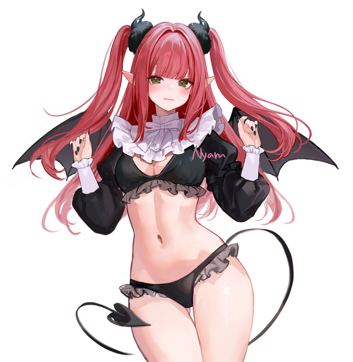 Kitagawa Marin #006 - 18+, Anime, Anime art, Sono Bisque Doll wa Koi wo Suru, Marin Kitagawa, Green eyes, Long hair, Stomach, Wings, Girl with Horns, Girls, NSFW