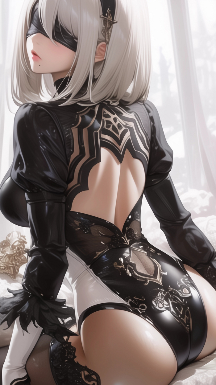 Android - 18+, Аниме, Anime Art, Арты нейросетей, NIER Automata, Попа, Длиннопост, Yorha unit No 2 type B, NSFW