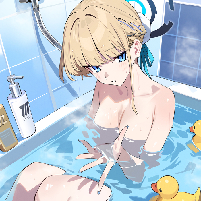 Post #12134636 - 18+, Anime, Anime art, Asuma Toki, Blue archive, Girls, Bath, Rubber duck, Hand-drawn erotica, NSFW