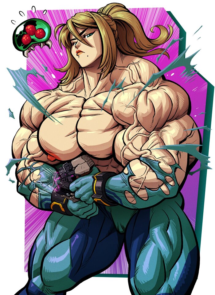 Samus Aran - 18+, Tilingart, Muscleart, Extreme muscles, Strong girl, Sleep-Sleep, Body-building, Bodybuilders, Samus aran, Metroid, Muscle, NSFW