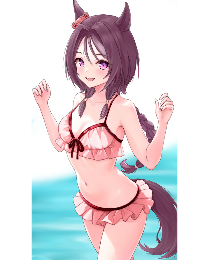 Sakura Chitose O - 18+, Аниме, Anime Art, Uma Musume Pretty Derby, Sakura Chitose o, Animal Ears, Хвост, Купальник, Бикини, NSFW