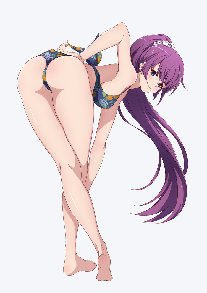 Hitagi's ass) - NSFW, Erotic, Boobs, Booty, Anime art, Girls, Anime, Bikini, Hitagi senjougahara, Monogatari series, Bakemonogatari
