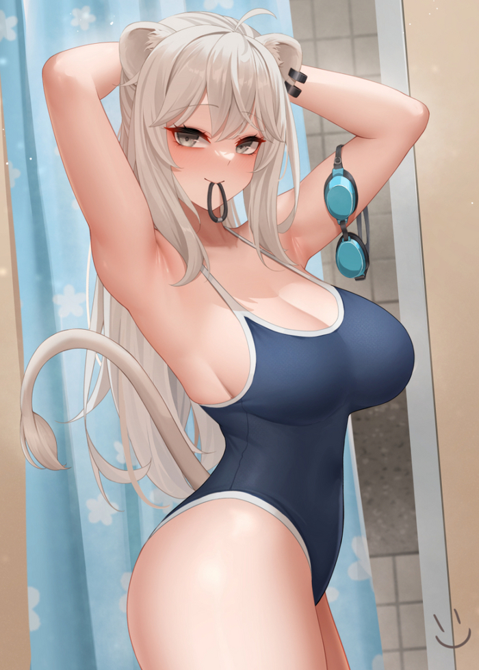 Shishiro Botan - NSFW, Anime Art, Аниме, Hololive, Shishiro Botan, Купальник, Длиннопост