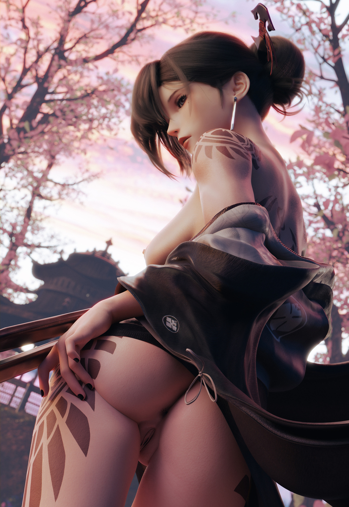 Akeha - NSFW, Erotic, Art, NIER reincarnation, Girls, Boobs, Tattoo, 3D, Labia