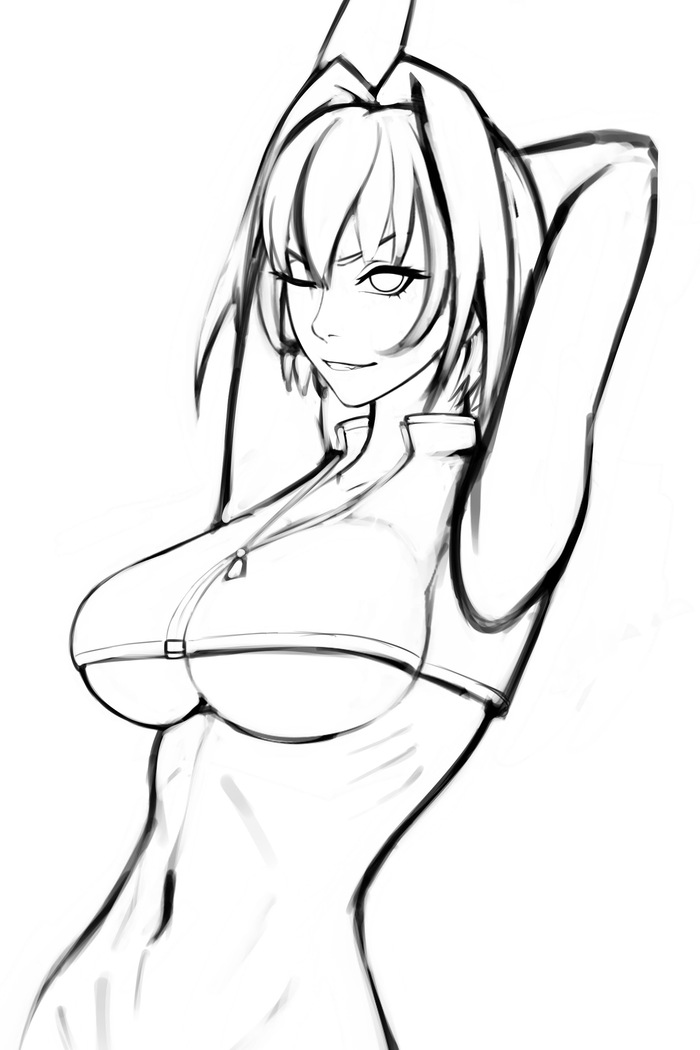 Ouro Kronii sketch - NSFW, My, Anime art, Art, Hololive, Ouro Kronii, Sketch, Longpost