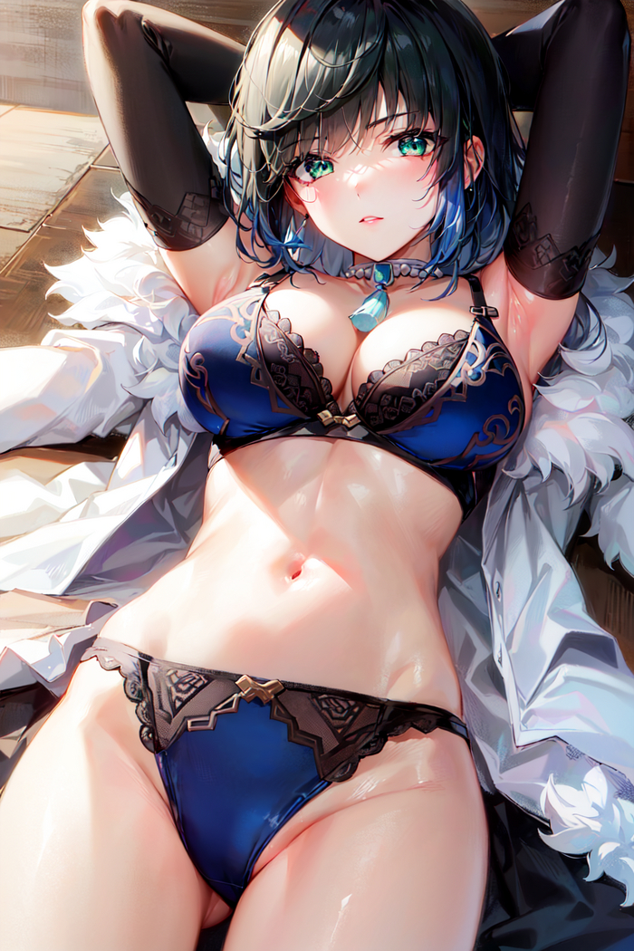 Yelan - NSFW, Anime art, Genshin impact, Neural network art, Underwear, Anime, Yelan (Genshin Impact)