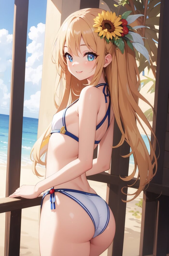 Here's who should open the beach season - NSFW, My, Erotic, Boobs, Booty, Swimsuit, Bra, Anime, Anime art, Underpants, Girls, Neural network art, Нейронные сети, Artificial Intelligence, Hand-drawn erotica, Longpost