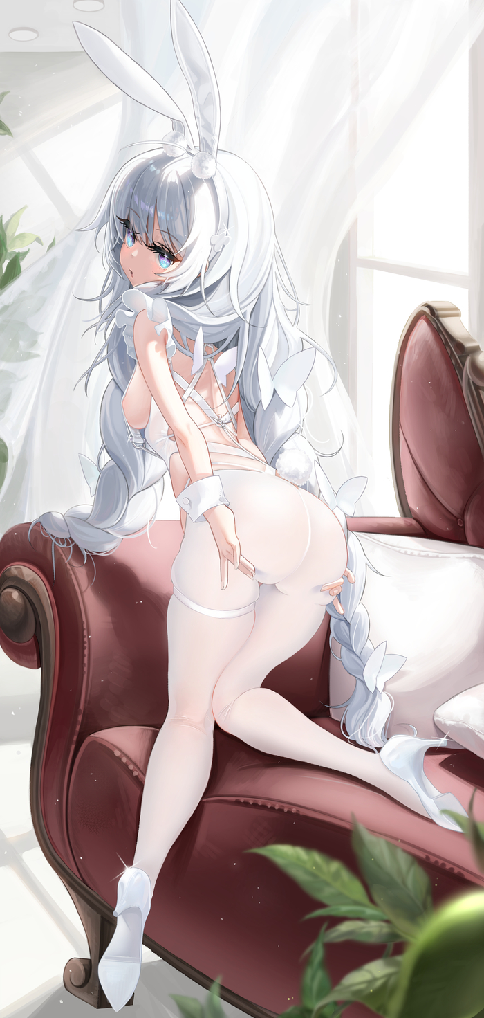 Сочная французская булочка держит свои булочки - NSFW, Аниме, Anime Art, Azur Lane, Le Malin, Bunnysuit