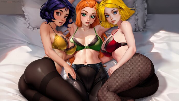 Тотали спайс - NSFW, Эротика, Мультфильмы, Колготки, Длиннопост, Sam (Totally Spies), Alex (Totally Spies), Clover (Totally Spies)