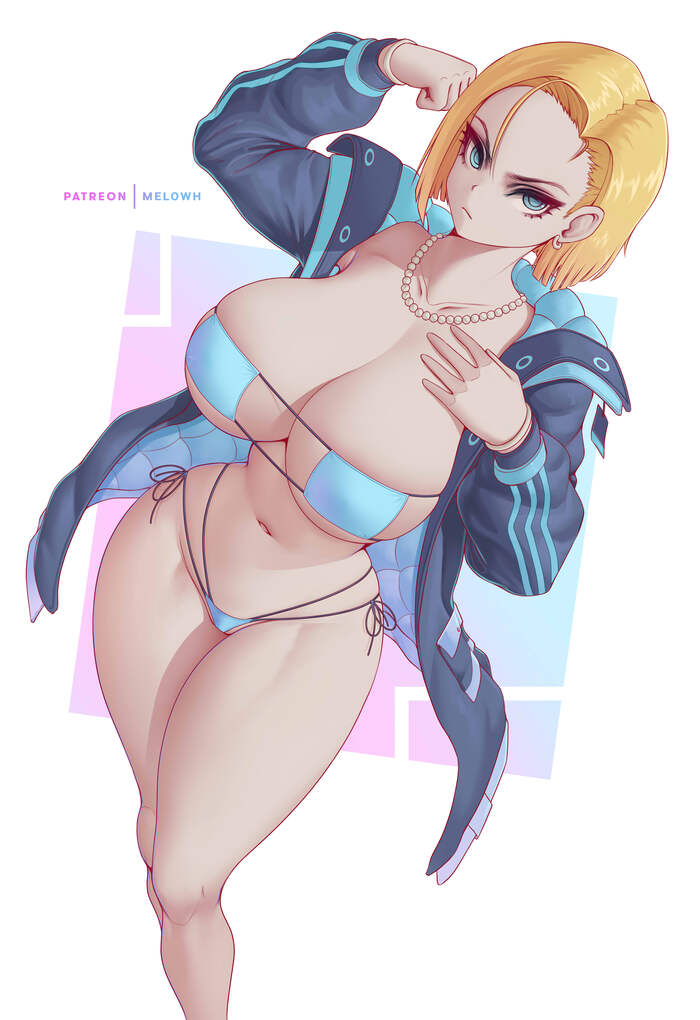 Android 18 - Anis Outfit - NSFW, Anime, Anime art, Art, Dragon ball, Android 18, Boobs, Swimsuit, Extra thicc, Hand-drawn erotica, Erotic