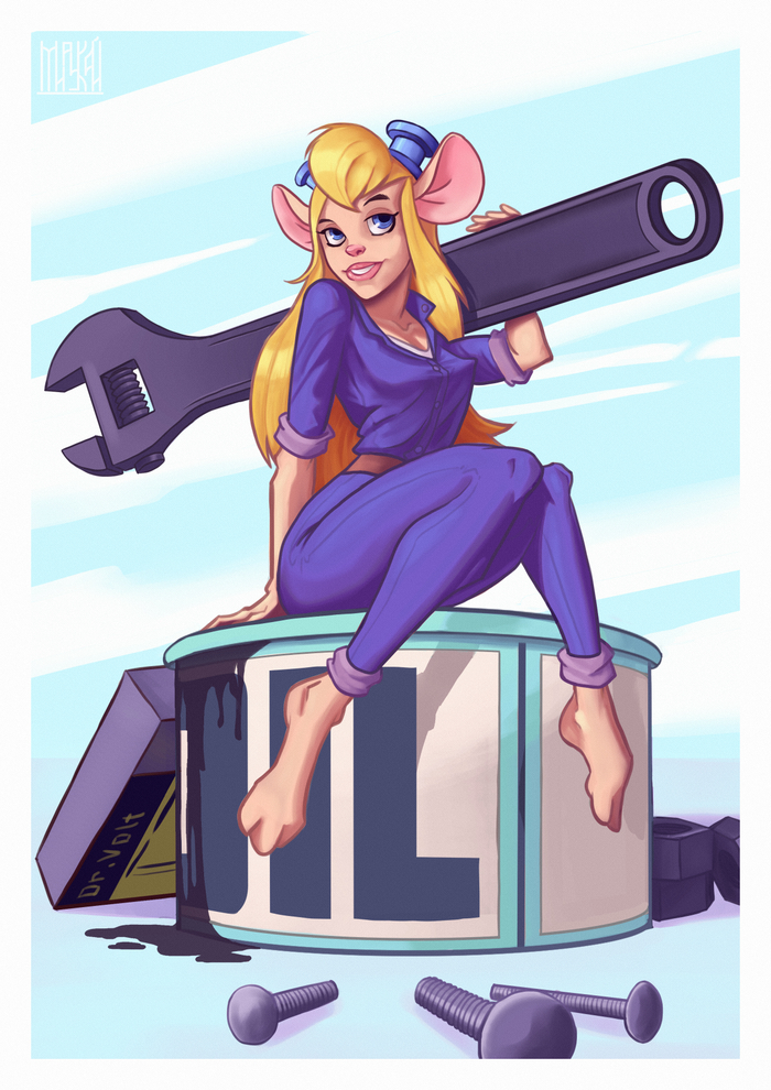 Gadget - NSFW, My, Chip and Dale, Gadget hackwrench, Art, Girls, Erotic, Pin up