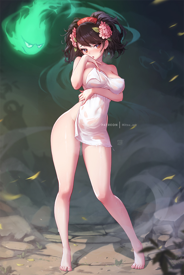 Momohime - NSFW, Erotic, Boobs, Anime art, Girls, Anime, Art, Mitsu Art, Oboro muramasa, Momohime, Longpost