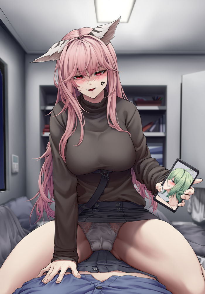 Persicaria from Girls' Frontline: Neural Cloud is very unhappy with enin - NSFW, Anime, Anime art, Animal ears, Hand-drawn erotica, Girls frontline: Neural Cloud, Hips, Pantsu, Long hair, Stockings, Longpost