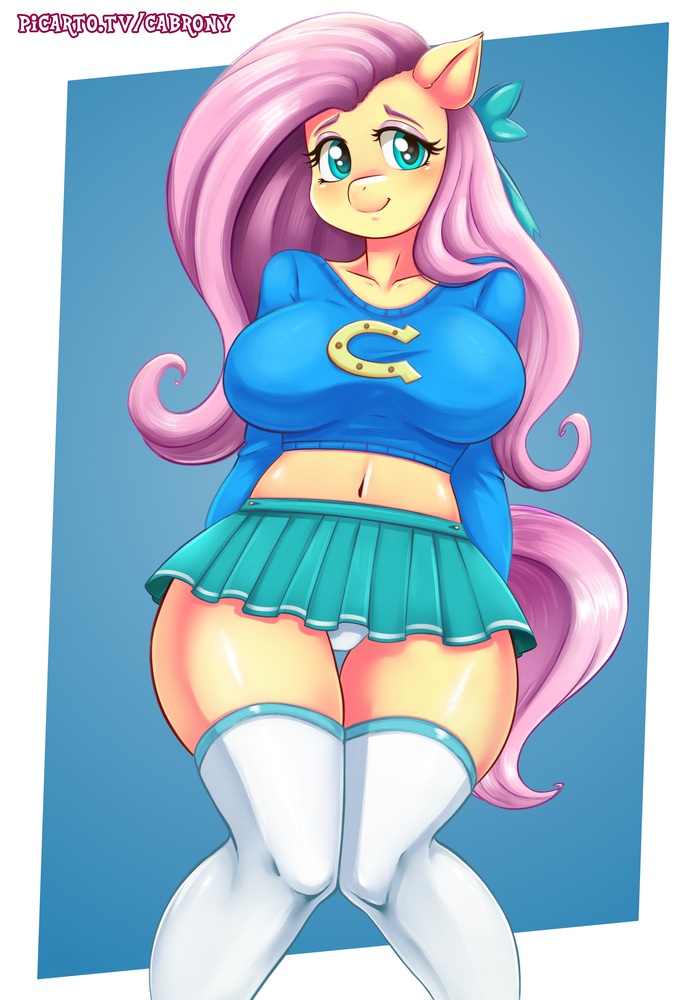 Cute Cheerleader - NSFW, My little pony, PonyArt, MLP Socks, Fluttershy, MLP Suggestive, Longpost, Anthro