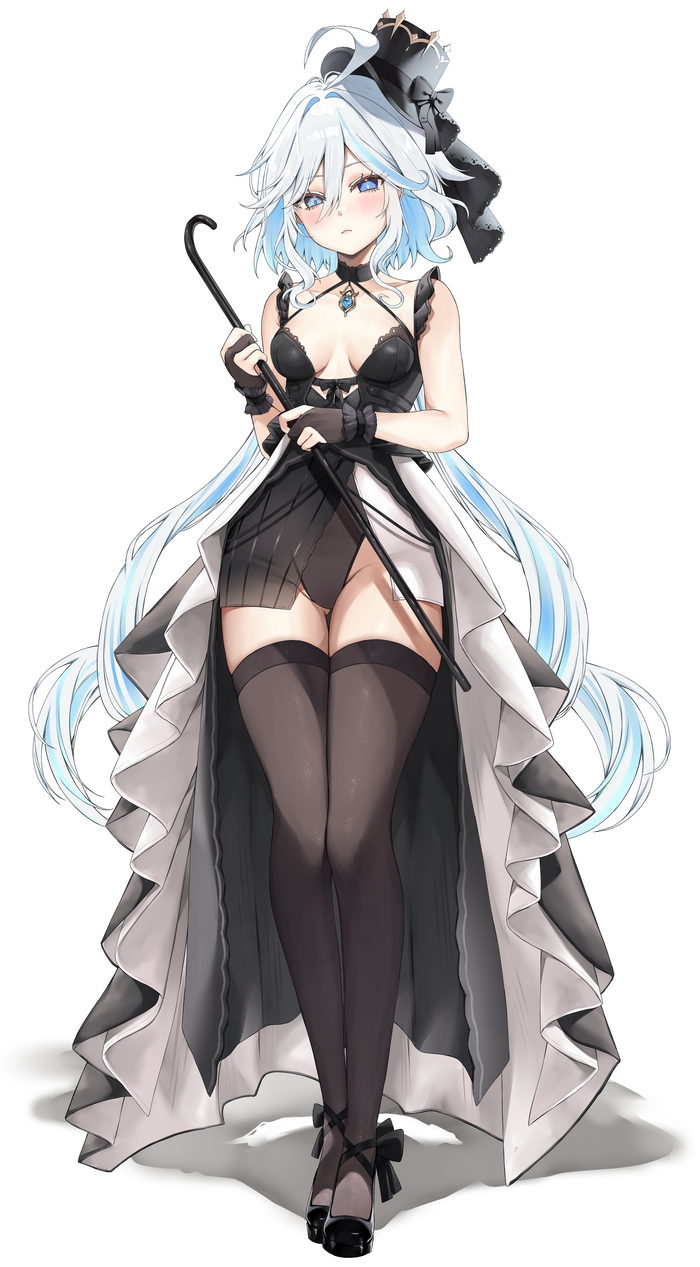 Furina - NSFW, Genshin impact, Furina (Genshin Impact), Art, Girls, Anime art, Anime, Vitaminechan, Stockings, Games