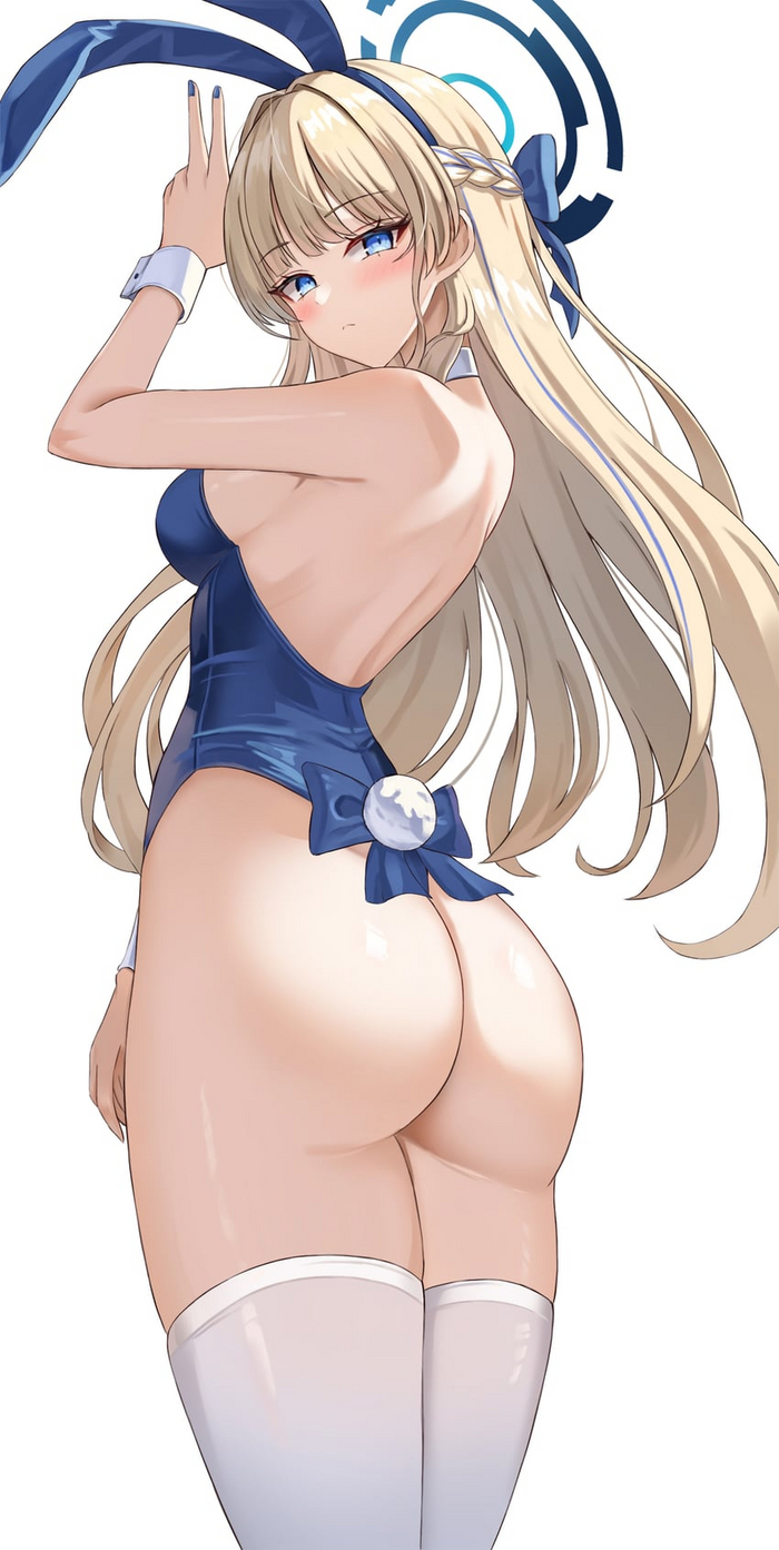 Зайка Токи - NSFW, Аниме, Anime Art, Blue archive, Asuma Toki, Bunnysuit, Bunny tail, Чулки, Попа, Bunny Ears